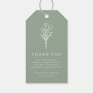 Étiquettes-cadeau Sage Vert minimaliste Bouquet Floral Mariage