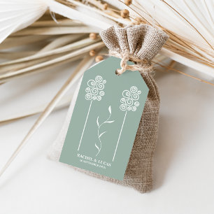 Étiquettes-cadeau Sage Vert minimaliste Courlis Floral