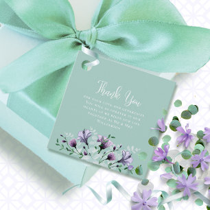 Étiquettes Cadeau Sage Vert Purple Aquarelle Mariage Floral