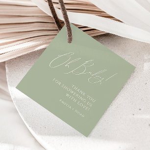 Étiquettes Cadeau Sage Whimsical Vert Oh Baby shower Merci