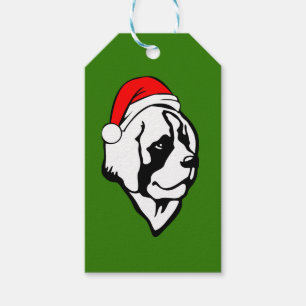 Étiquettes-cadeau saint Bernard Chien avec Noël Santa Hat