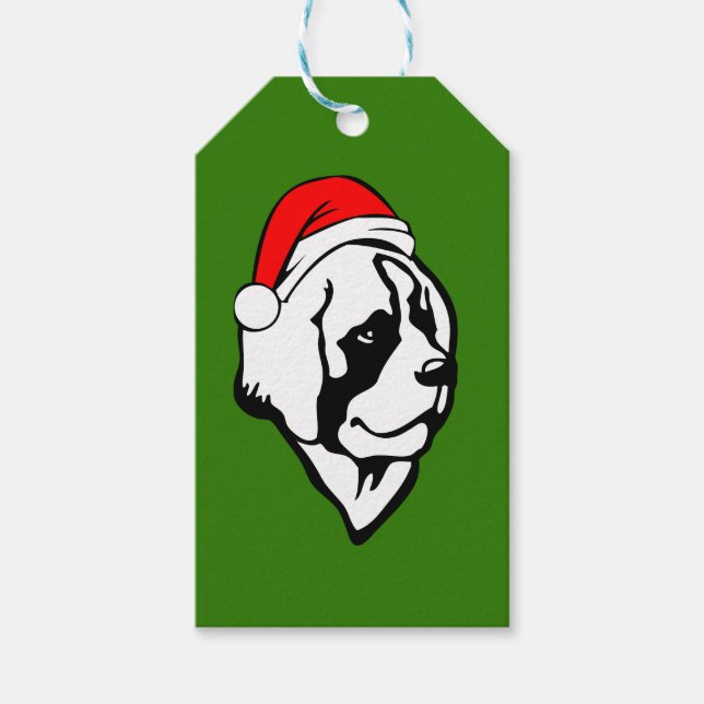 Étiquettes-cadeau saint Bernard Chien avec Noël Santa Hat (Devant)