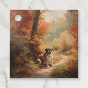 Étiquettes Cadeau Saint Bernard en automne Feuilles Automne automne 