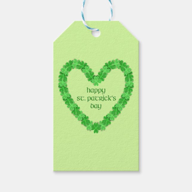 Étiquettes-cadeau Saint Patrick's Day Heart (Devant)