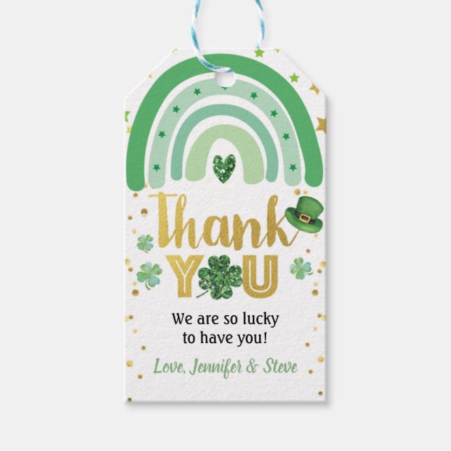 Étiquettes-cadeau Saint Patrick's Day Rainbow Merci (Devant)