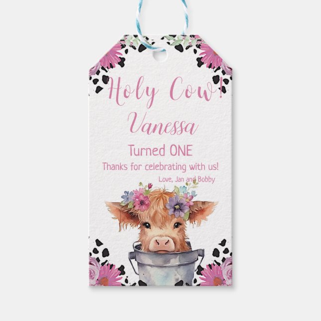 Étiquettes-cadeau Saint-Vache, premier anniversaire (Devant)