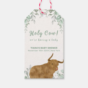Étiquettes-cadeau Saint-Vache Rustique Boho Baby shower de verdure