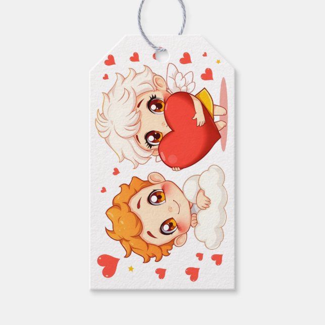Étiquettes-cadeau Saint-Valentin 2025 : Angels mignons et joyeux 👼  (Devant)