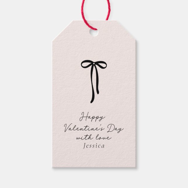Étiquettes-cadeau Saint-Valentin au lait rose élégant (Devant)