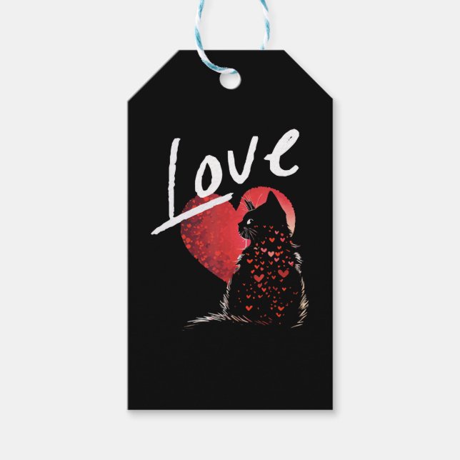 Étiquettes-cadeau Saint Valentin Chat Noir Amour Chat Chat Maman T C (Devant)