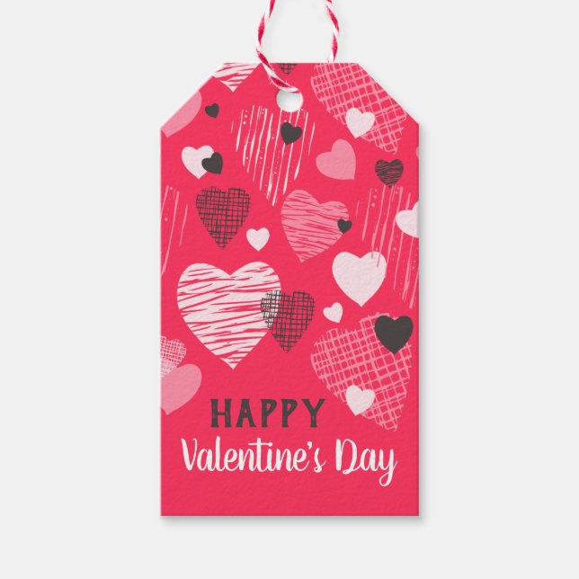 Étiquettes-cadeau Saint Valentin Coeurs fantasques (Devant)