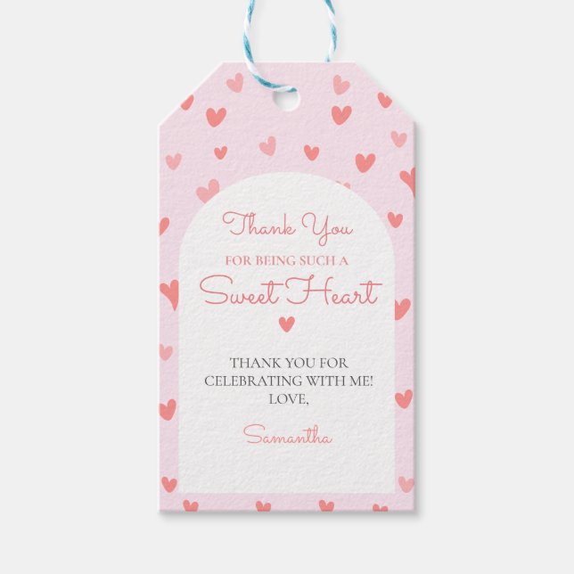 Étiquettes-cadeau Saint-Valentin Coeurs rose Peach Anniversaire (Devant)