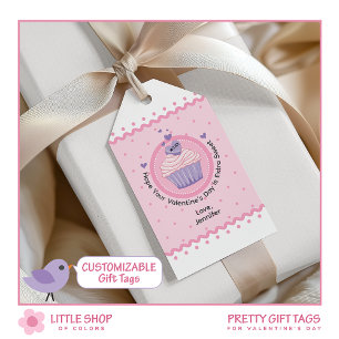 Étiquettes-cadeau Saint-Valentin Cupcake Rose