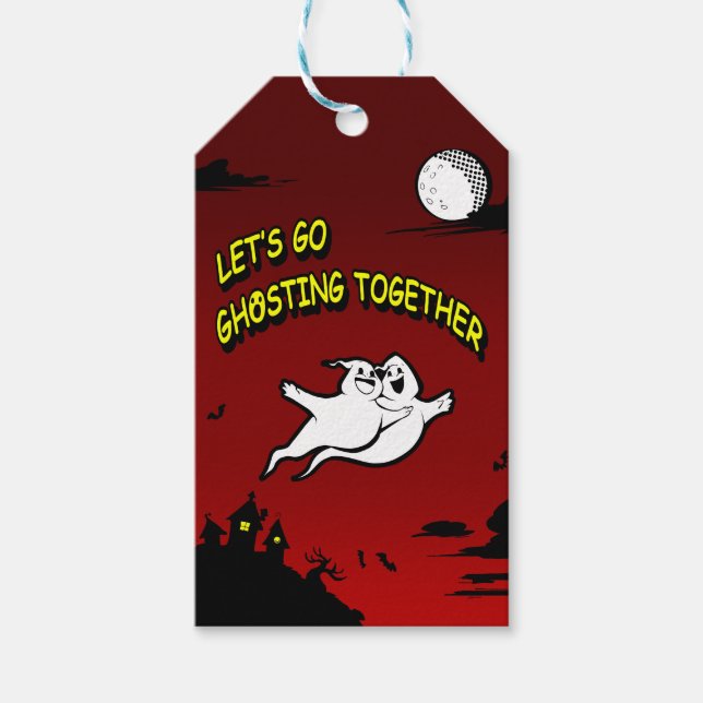 Étiquettes-cadeau Saint Valentin Halloween Ghosting Together (Devant)