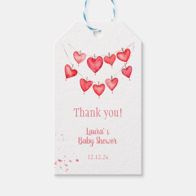Étiquettes-cadeau Saint-Valentin, petit bébé rose (Devant)