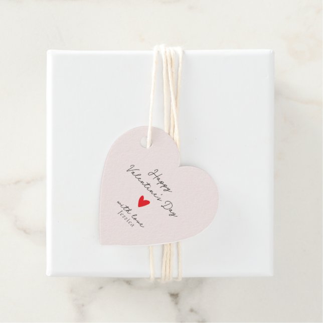 Étiquettes Cadeau Saint-Valentin rose élégant (En situation)