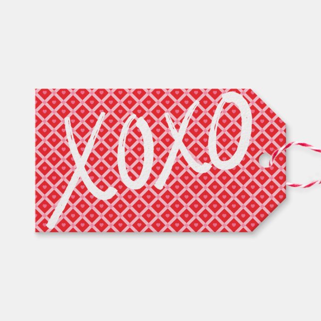 Étiquettes-cadeau Saint Valentin XOXO (Devant (Horizontal))