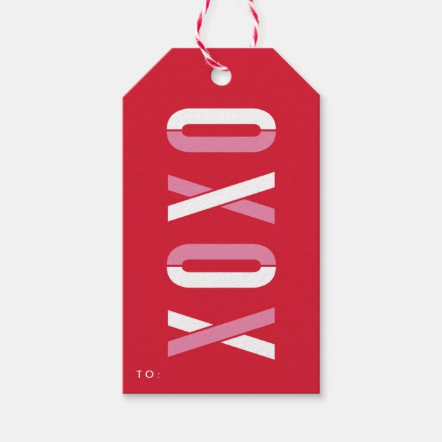 Étiquettes-cadeau Saint Valentin XOXO | (Devant)