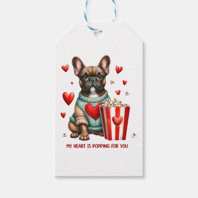 Étiquettes-cadeau Saint Valentines Bulldog français (Devant)