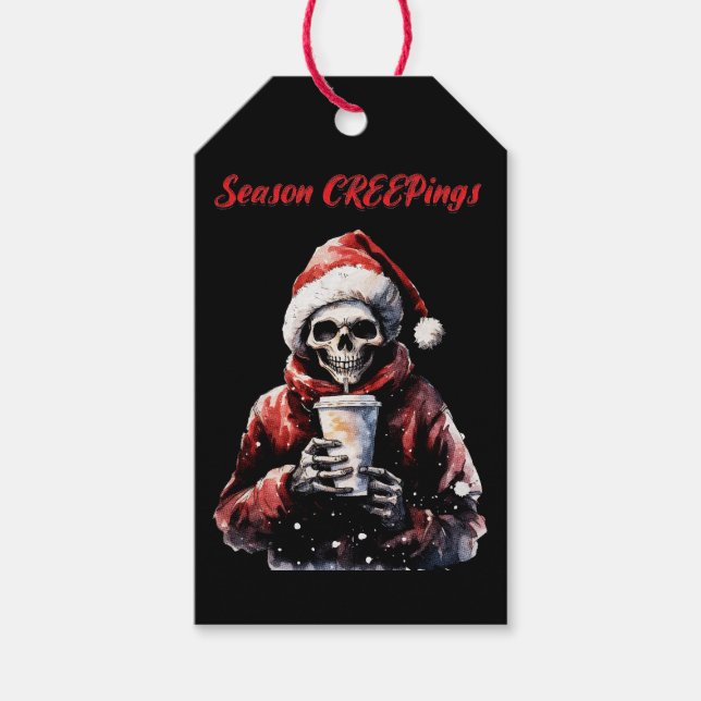 Étiquettes-cadeau Saison Creeping Squelette de Noël (Devant)