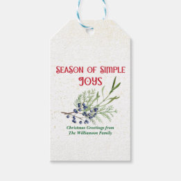 Étiquettes-cadeau Saison de Joies Simples Genévrier Bleu Noël