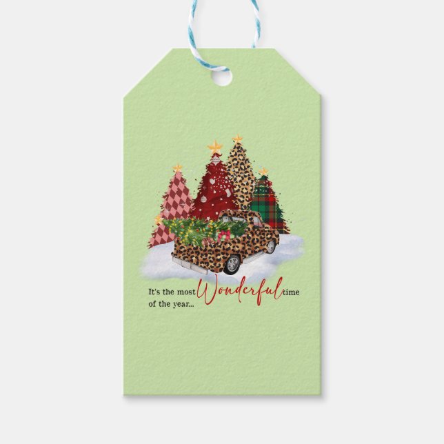 Étiquettes-cadeau Saison de Noël Arbres (Devant)