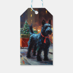 Étiquettes-cadeau Saison de Noël du Terrier écossais