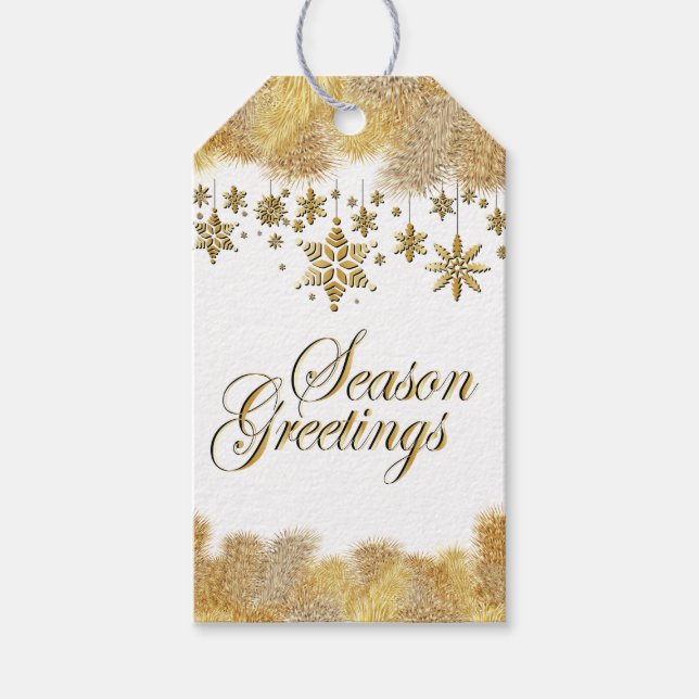 Étiquettes-cadeau Saison d'or Salutation Noël (Devant)