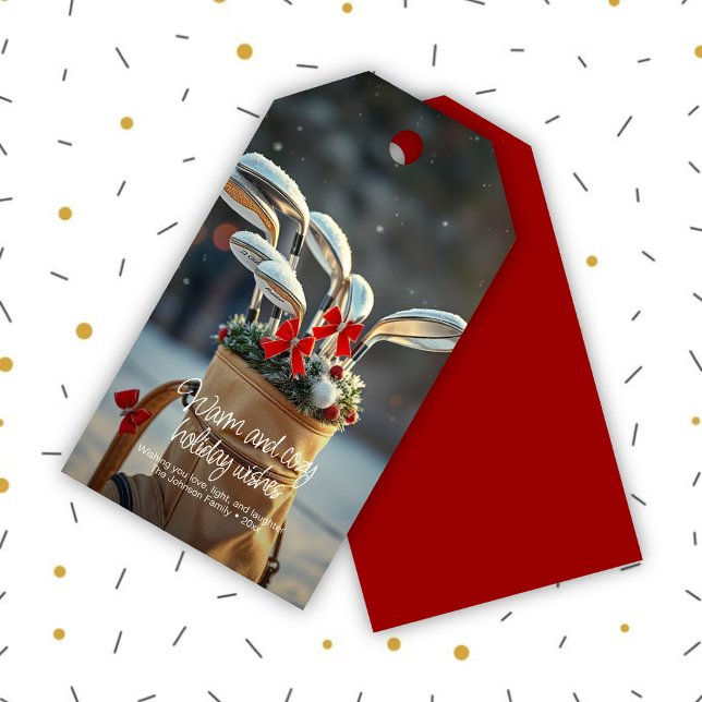 Étiquettes-cadeau Saison hivernale du golf de neige - Rouge (Créateur téléchargé)