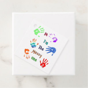 Étiquettes Cadeau Salut, je suis The Messy One - Paint Handprints