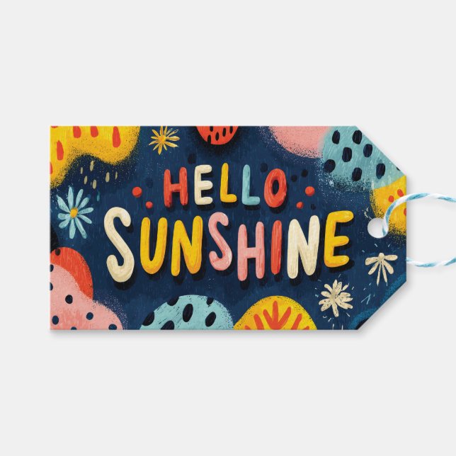 Étiquettes-cadeau Salutation joyeuse "Bonjour Sunshine" (Devant (Horizontal))