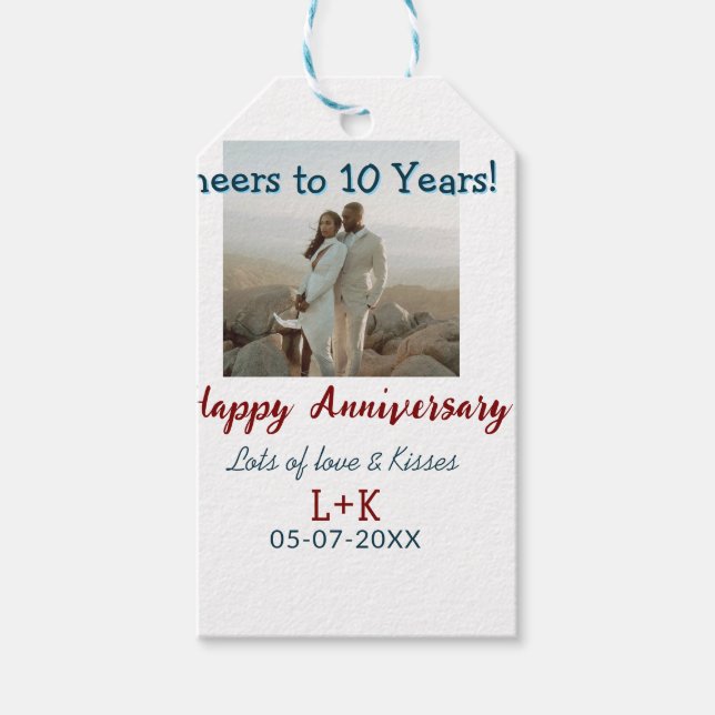 Étiquettes-cadeau Salutations à 10 ans heureux anniversaire ajouter  (Devant)