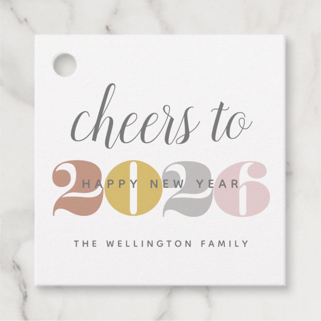 Étiquettes Cadeau Salutations à 2022 Joyeux nouvel an or (Devant)