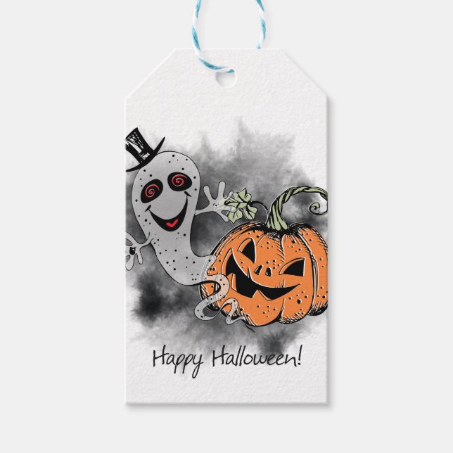 Étiquettes-cadeau Salutations d'Halloween (Devant)