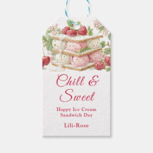 Étiquettes-cadeau Sandwich à la crème glacée Aquarelle du jour