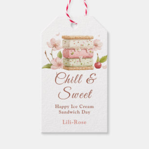 Étiquettes-cadeau Sandwich à la crème glacée Aquarelle du jour