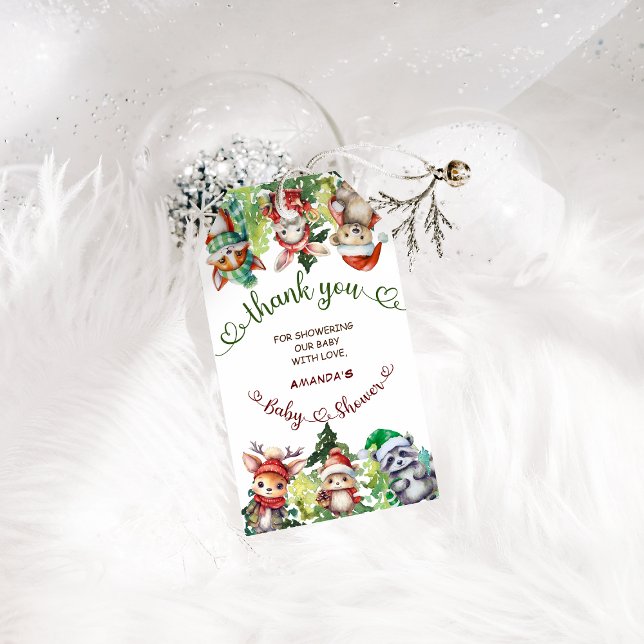 Étiquettes-cadeau Santa Baby Animaux Noël Baby Shower  (Créateur téléchargé)