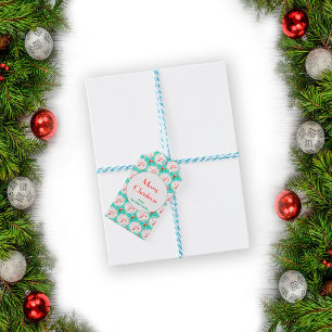 Étiquettes-cadeau Santa Christmas Pickleball Ogee Pattern