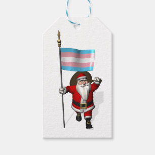 Étiquettes-cadeau Santa Claus avec drapeau Trans Pride
