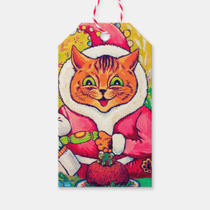 Étiquettes-cadeau Santa Claus Chat, Louis Wain