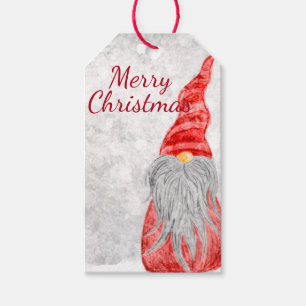 Étiquettes-cadeau Santa Claus Gnome sur terrain neigeux