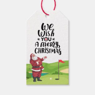 Étiquettes-cadeau Santa Claus Golfer Joyeux Noël au golf
