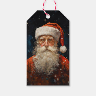 Étiquettes-cadeau Santa Claus Portrait Van Gogh Style