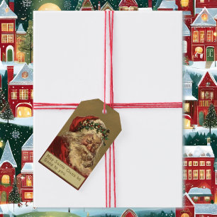 Étiquettes-cadeau Santa Claus Vintage Christmas Holly Pipe ensemble