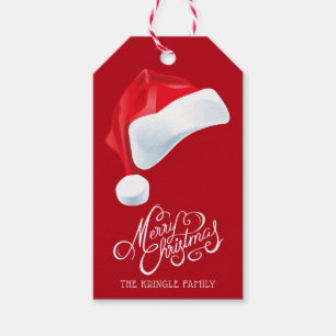 Étiquettes-cadeau Santa Hat Red Joyeux cadeau de Noël