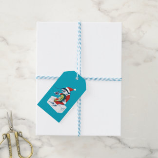 Étiquettes-cadeau Santa Marlin sur sarcelle