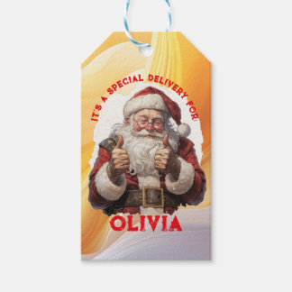 Étiquettes-cadeau Santa's Thumbs-Up Personalized Gift Tag