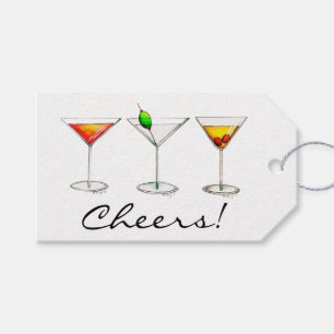 Étiquettes-cadeau Santé! Balise Cocktail en verre de Martini Cosmo