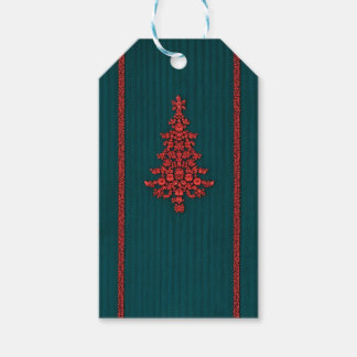 Étiquettes-cadeau Sapins de Noël en cristal sarcelle et rouge