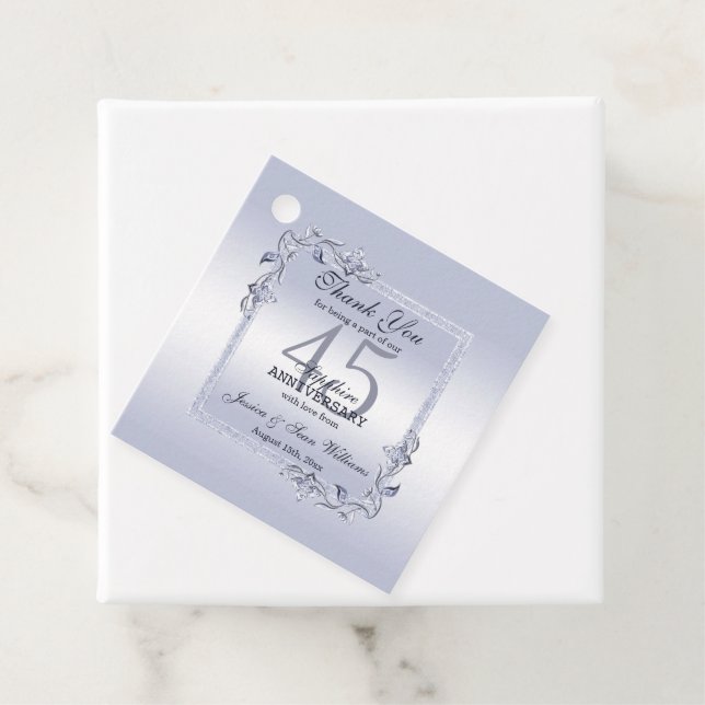 Étiquettes Cadeau Sapphire Gem & Parties scintillant 45e anniversair (En situation)